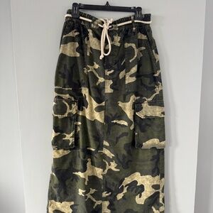 Free People Camouflage Cargo Skirt